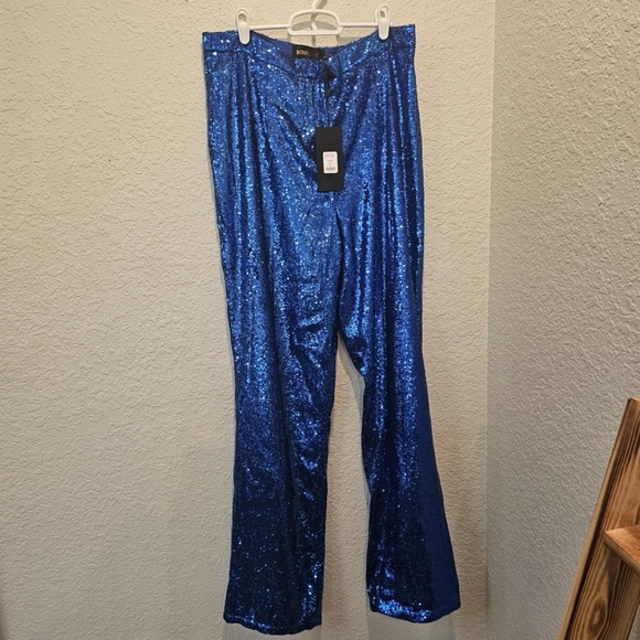 Fashion Nova Luxe Blue Sequin Suit Blazer & Trousers Womens XL Kamila Sequin Set - Picture 7 of 12